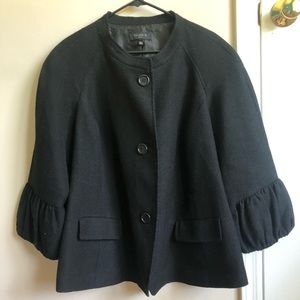 Talbots Black Wool Blend Professional Jacket/Blazer Button Front Puff Sleeve 20W